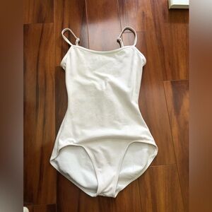 White cotton blend Strappy Tank Unitard Bodysuit Double Lined